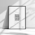 Facing Sight of Minimal Poster Mockup with Shadow Overlay