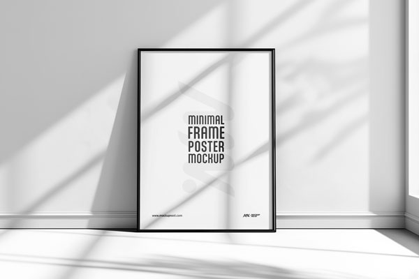 Facing Sight of Minimal Poster Mockup with Shadow Overlay