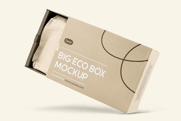 Facing Sight of Open Big Box Mockup