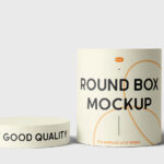 Facing Sight of Open Round Box Mockup