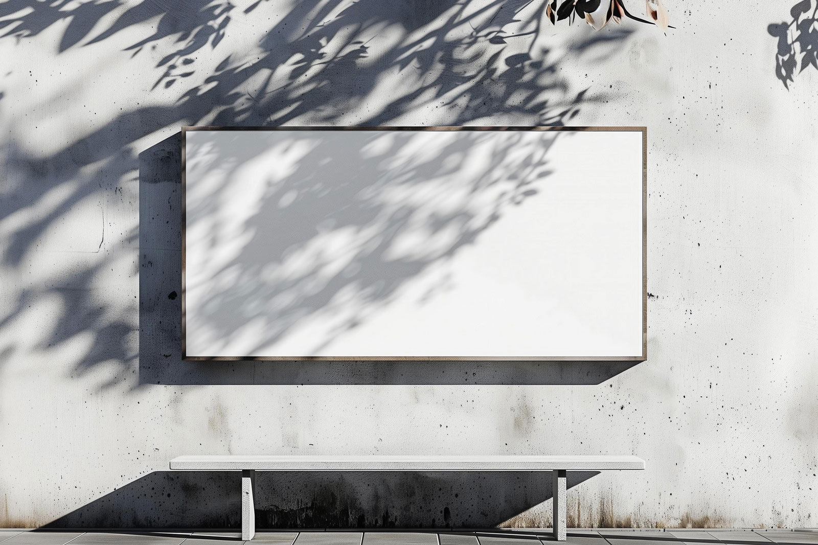 Free Facing Sight of Outdoor Billboard Mockup with Shadows PSD Template