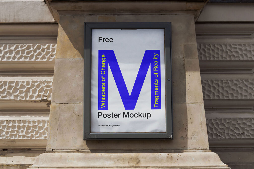 Facing Sight of Poster Mockup in Grey Frame