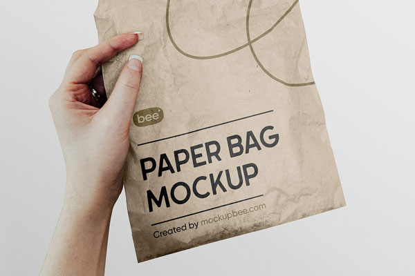 Facing Sight of Square Paper Food Bag Mockup