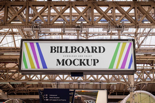 Facing Sight of Victoria Station Billboard Mockup