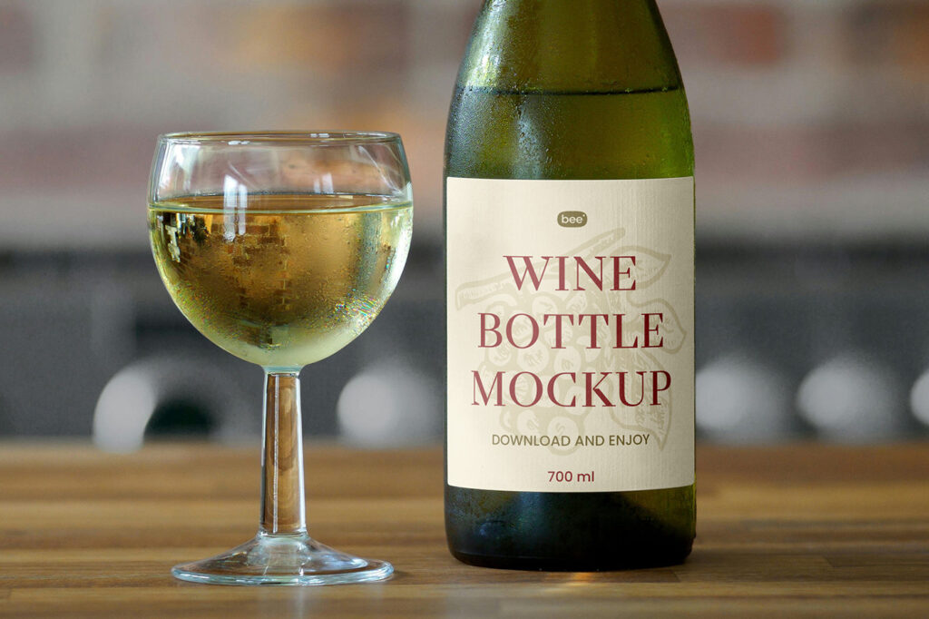 Facing Sight of White Wine bottle Mockup