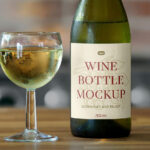 Facing Sight of White Wine bottle Mockup
