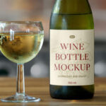 Facing Sight of White Wine bottle Mockup