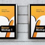 Facing View of 2 City Vertical Posters Mockup