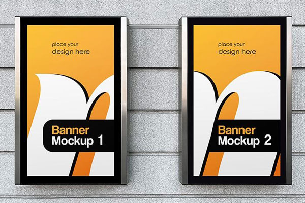 Facing View of 2 City Vertical Posters Mockup