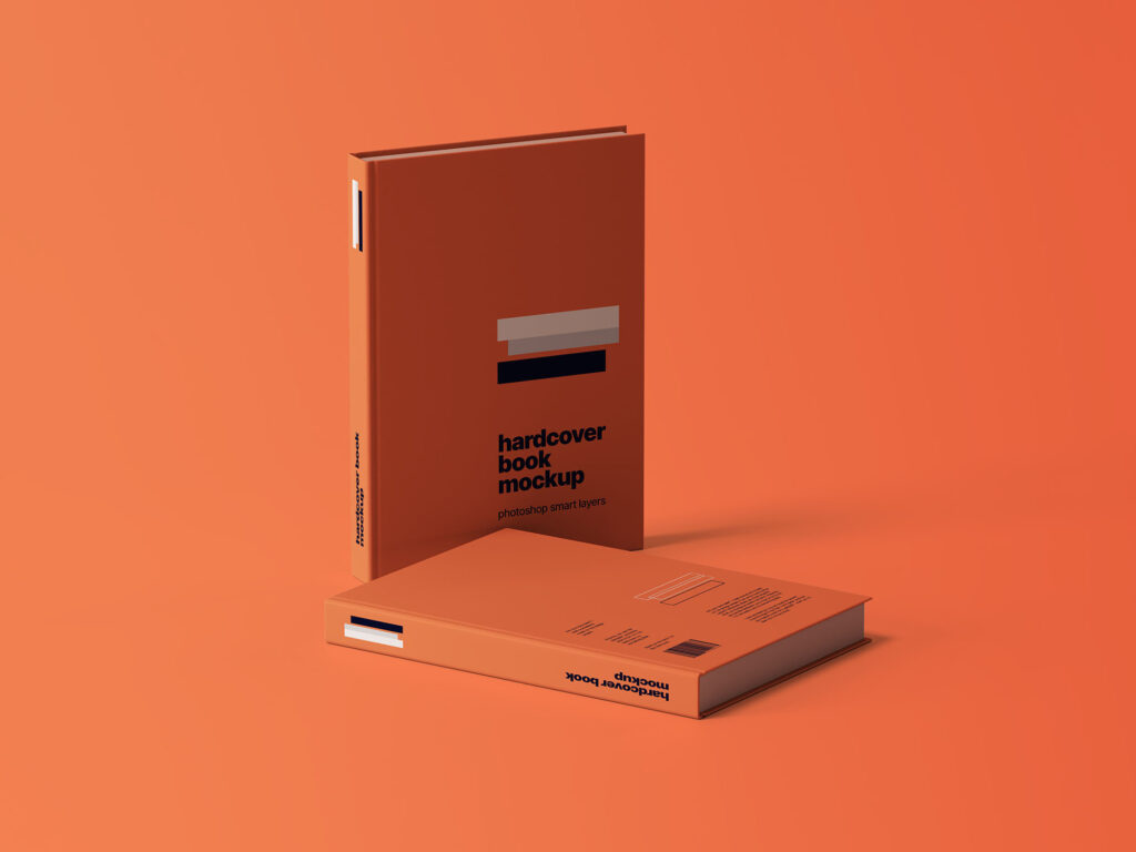Facing View of 2 Hardcover Books Mockup