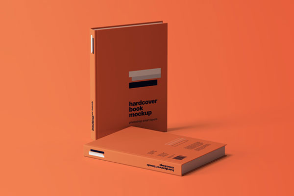 Facing View of 2 Hardcover Books Mockup