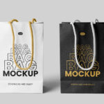 Facing View of 2 Leather Gift Bags Mockup