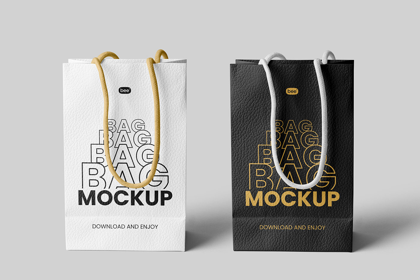 Free Facing View of 2 Leather Gift Bags Mockup PSD Template