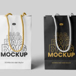 Facing View of 2 Leather Gift Bags Mockup