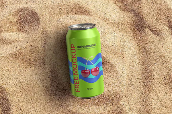 Facing View of Beverage Aluminum Soda Can Mockup