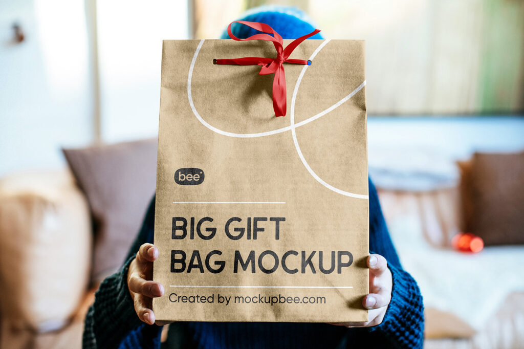 Facing View of Big Eco Gift Bag Mockup