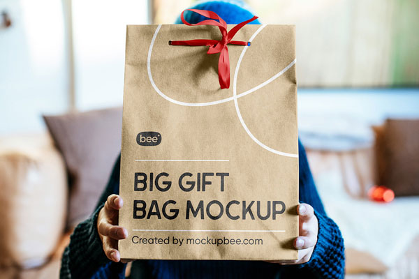 Facing View of Big Eco Gift Bag Mockup