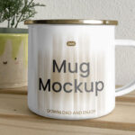 Facing View of Big Metal Mug Mockup