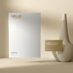 Facing View of Business Card Mockup with Letterhead