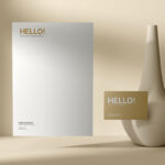 Facing View of Business Card Mockup with Letterhead