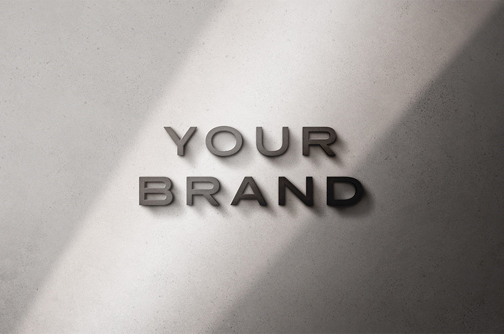Facing View of 3D Sign Logo Mockup / Text Effect