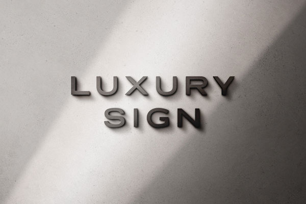 Facing View of 3D Sign Logo Mockup / Text Effect