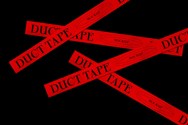Facing View of Duct Tape Mockups on Dark Background