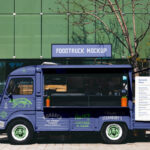 Facing View of Food Truck Mockup