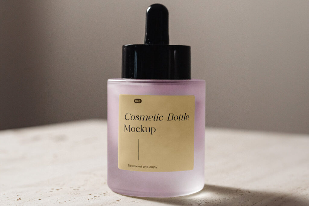 Facing View of Frosted Dropper Bottle Mockup