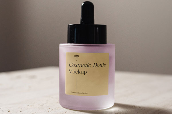 Facing View of Frosted Dropper Bottle Mockup