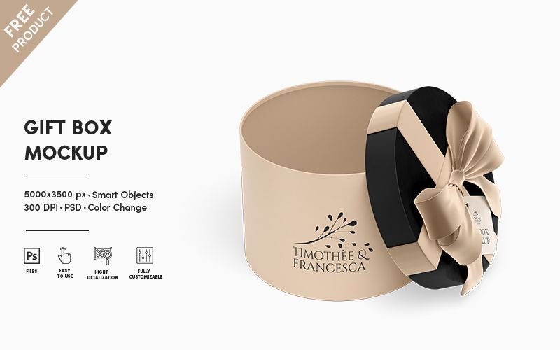 Facing View of Gift Box Mockup