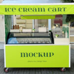 Facing View of Ice Cream Cart Mockup