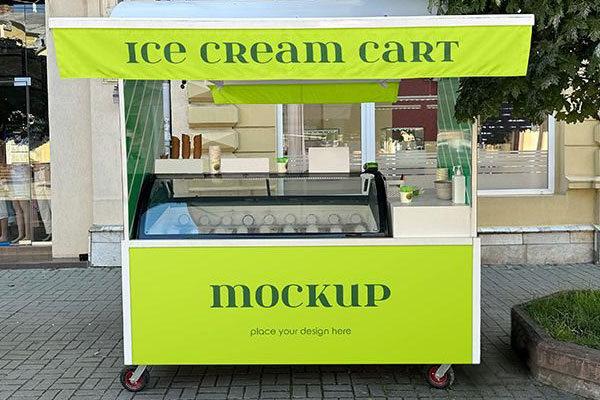 Facing View of Ice Cream Cart Mockup