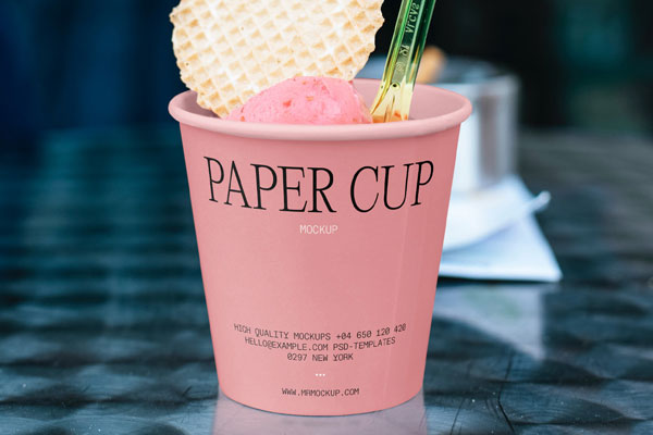 Facing View of Ice Cream Paper Cup Mockup