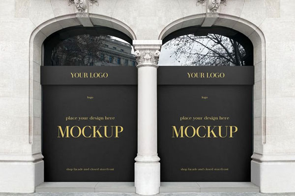 Facing View of Logo on Shop Façade Mockup