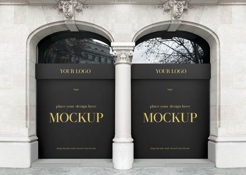 Facing View of Logo on Shop Façade Mockup