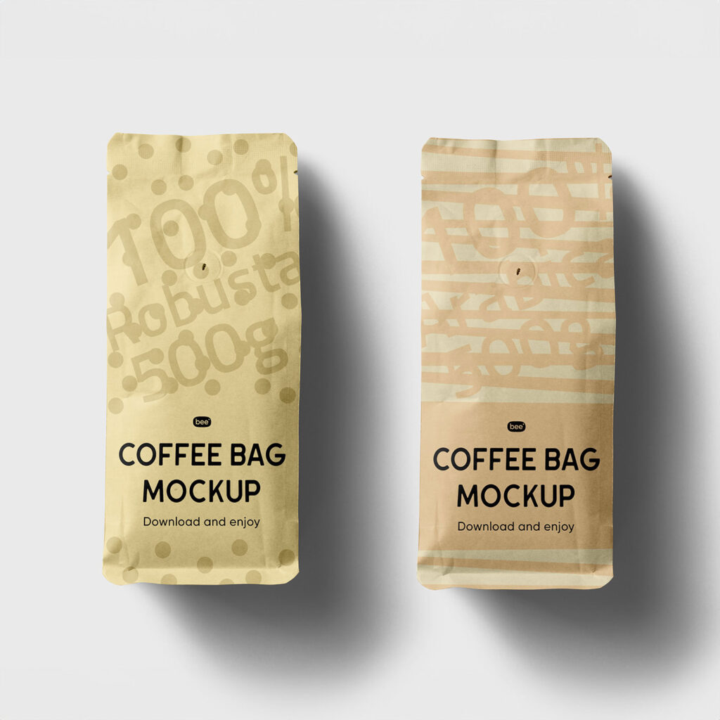 Facing View of Lying Coffee Bag Mockup