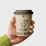 Facing View of Medium Paper Cup Mockup in Hand