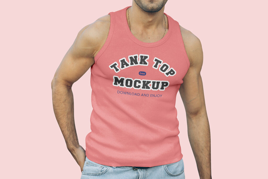 Facing View of Men Wearing Tank Top Mockup