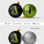 Facing View of Metallic Christmas Balls Mockup