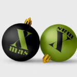 Facing View of Metallic Christmas Balls Mockup