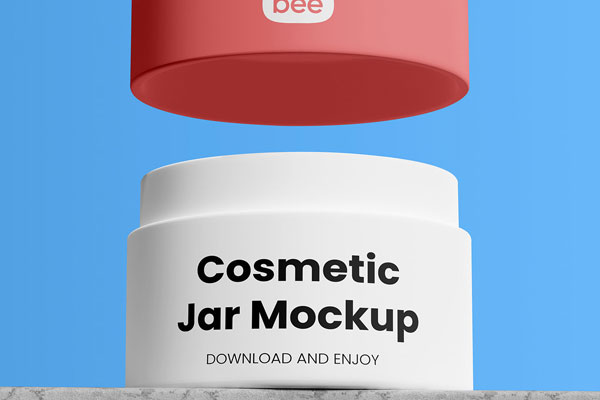 Facing View of Open Cosmetic Jar Mockup