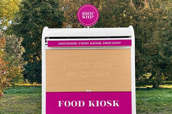 Facing View of Outdoor Food Kiosk Mockup
