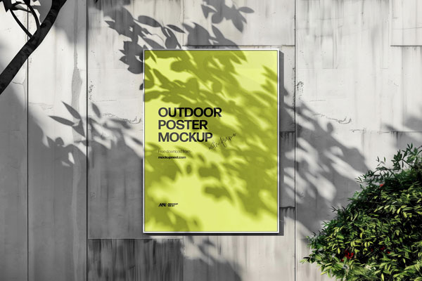 Facing View of Outdoor Frame Poster Mockup