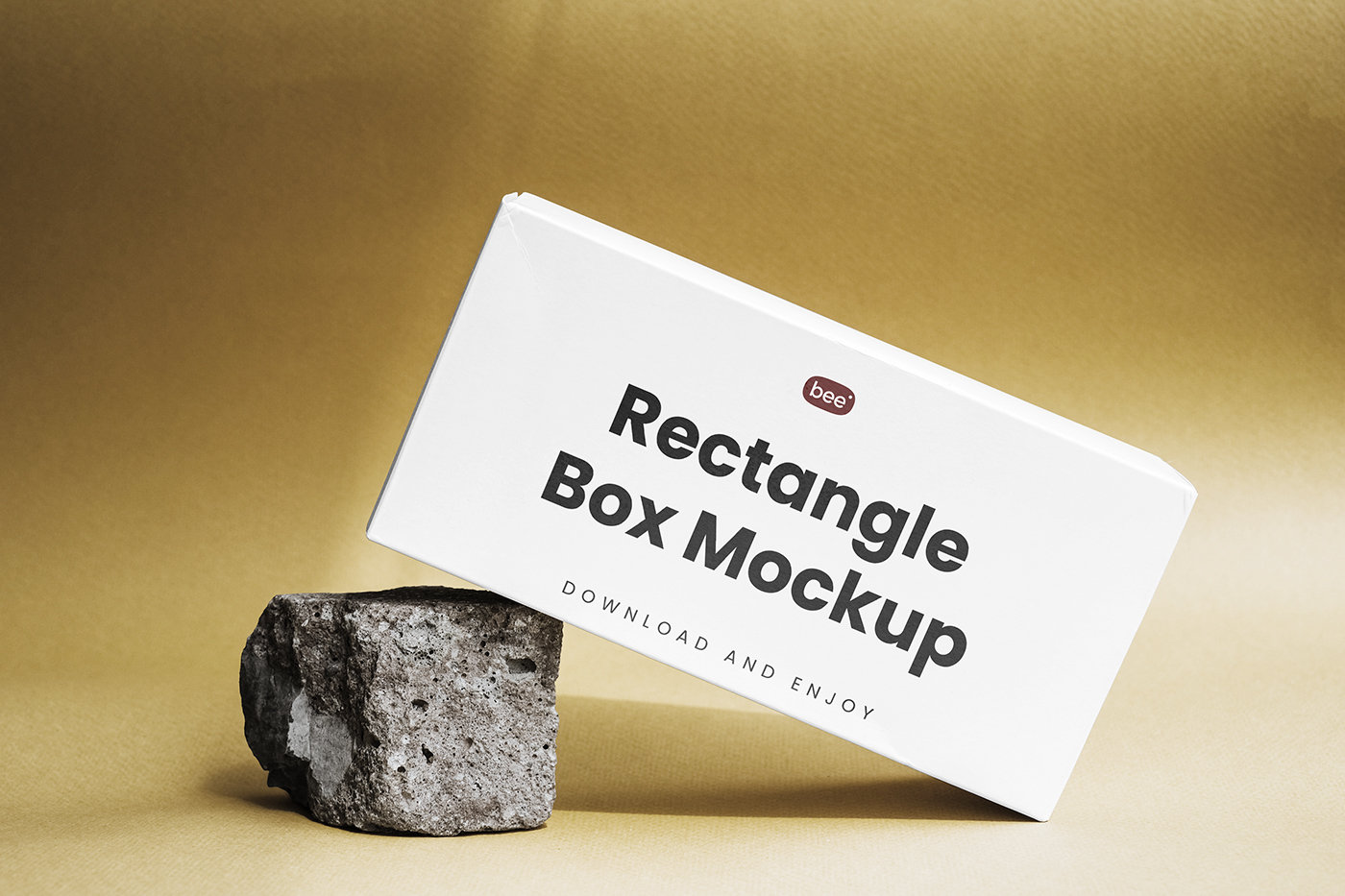 Facing View of Paper Box Mockup on Rock FREE PSD