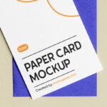 Facing View of Paper Card Mockup with Envelope