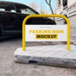 Facing View of Parking Sign Mockup