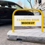 Facing View of Parking Sign Mockup