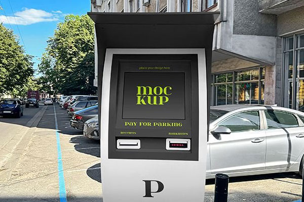 Facing View of Pay For Parking Station Mockup