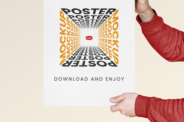 Facing View of Poster Mockup in Hands